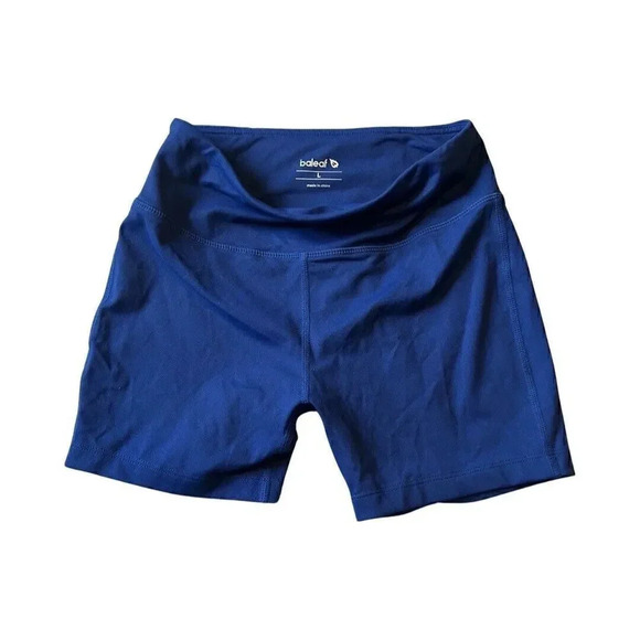 Baleaf High Waist Biker Shorts Navy Pockets Kids Size Large - Picture 1 of 4